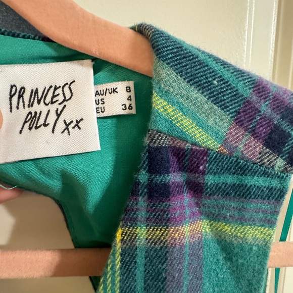 Green Plaid Tie Back Mini Dress - Picture 7 of 7